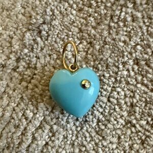 Turquoise Mini Heart Charm, 14k .